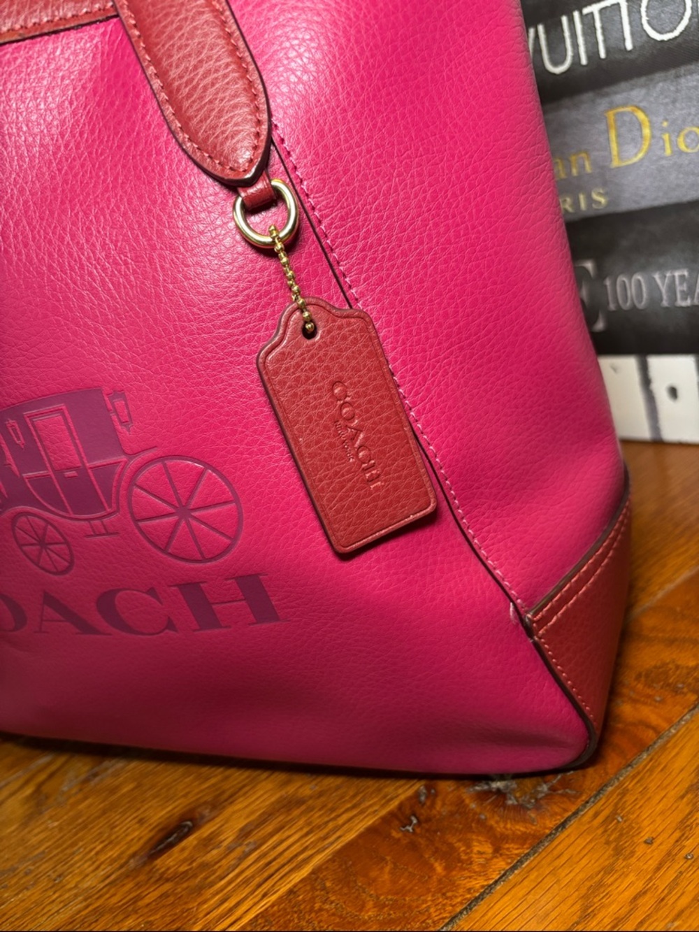 Coach Mollie Tote in Refined Pebble Leather with Horse & Carriage - Berry Multi - Picture 3 of 9
